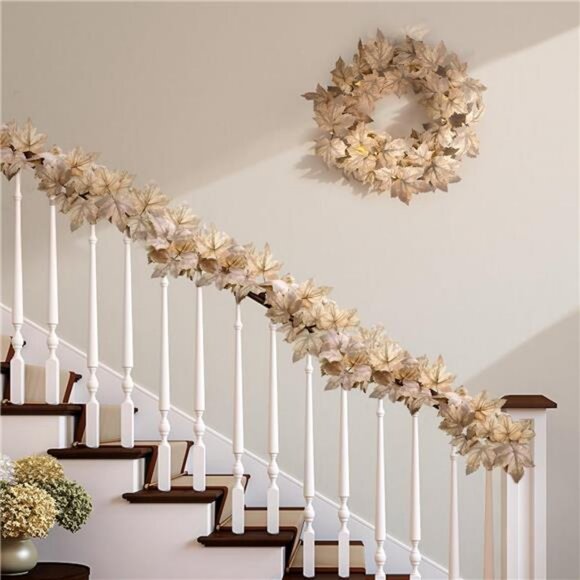 Fall Decor - 2 Pack Fall Garlands - 8.2Ft Fall Maple Leaf Lighted Garlands - Picture 5 of 7